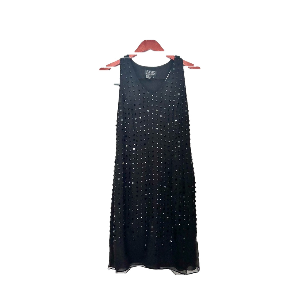 BASIX BLACK LABEL silk beaded mini cocktail dress Short Formal Party Sz 6